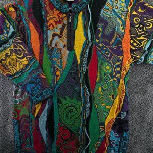 COOGI Australia Cobra Paisley Music Authentic Women Small Cotton 1/4 Zip Sweater